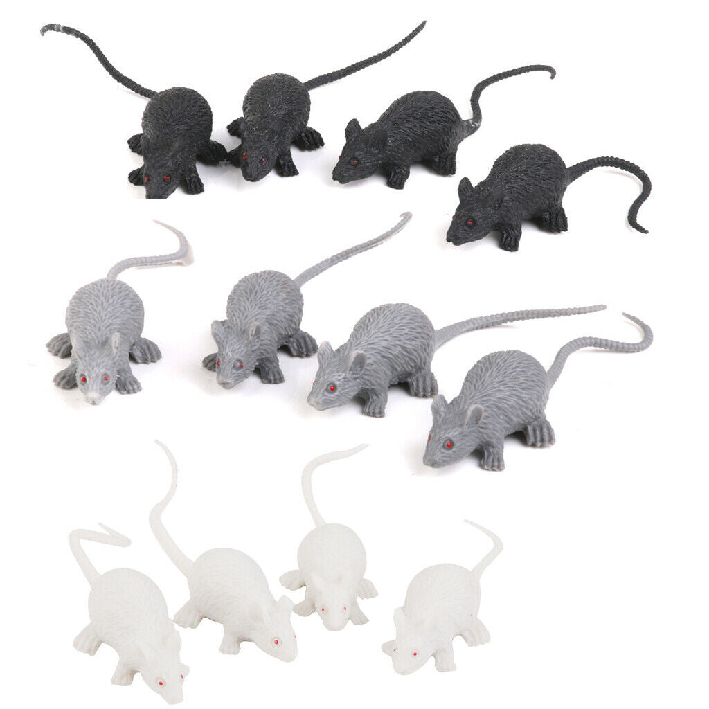 12 Plastic Rats Animal Halloween Fancy Dress Props Mouse Toys Party Loot Bag