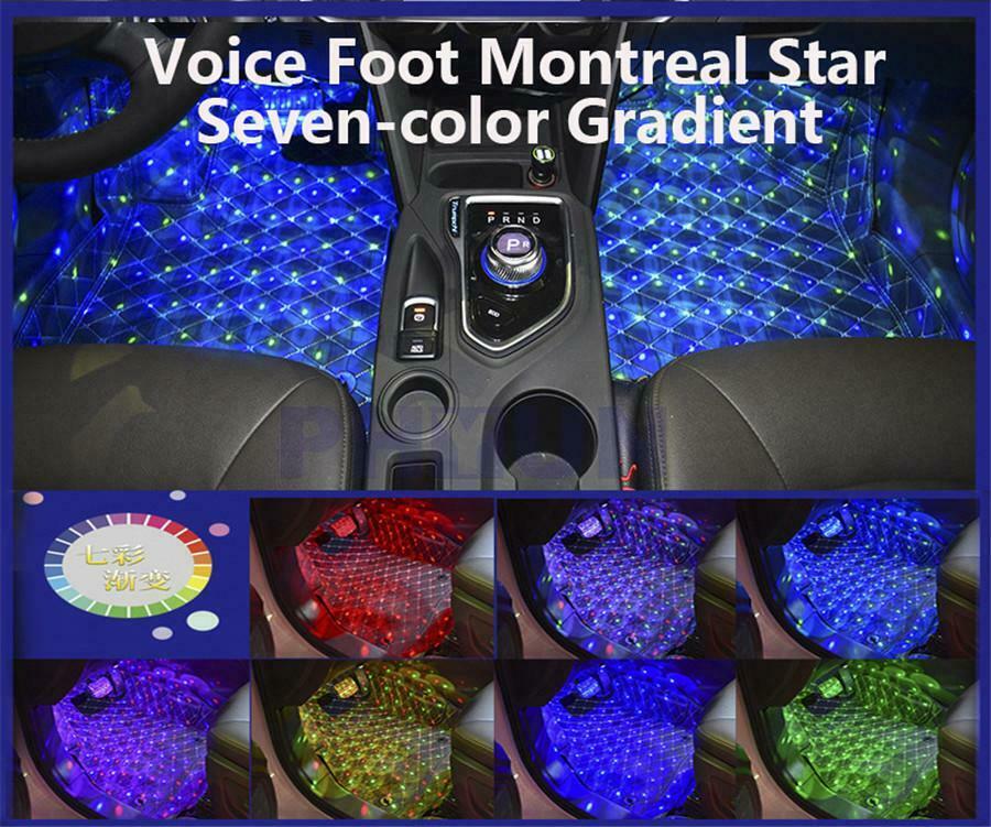 4in1 Car LED Atmosphere Lights Interior Floor Foot Lamp 7colors Voice Control