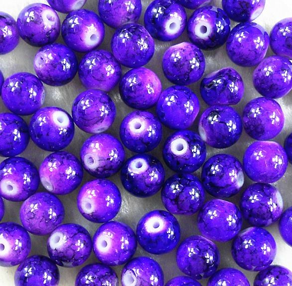 200Pcs 4mm Purple Lampwork Round Czech Glass Crackle Spacer Loose Beads