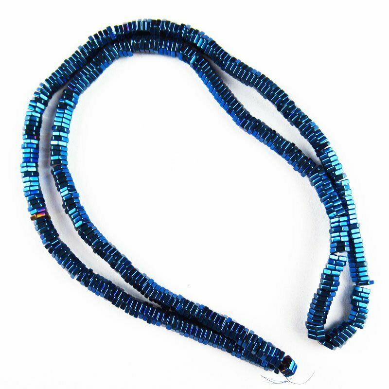 Faceted Blue Hematite Hexagon Pendant Loose Bead 15.5 inch 4x1mm 20g A-469TS