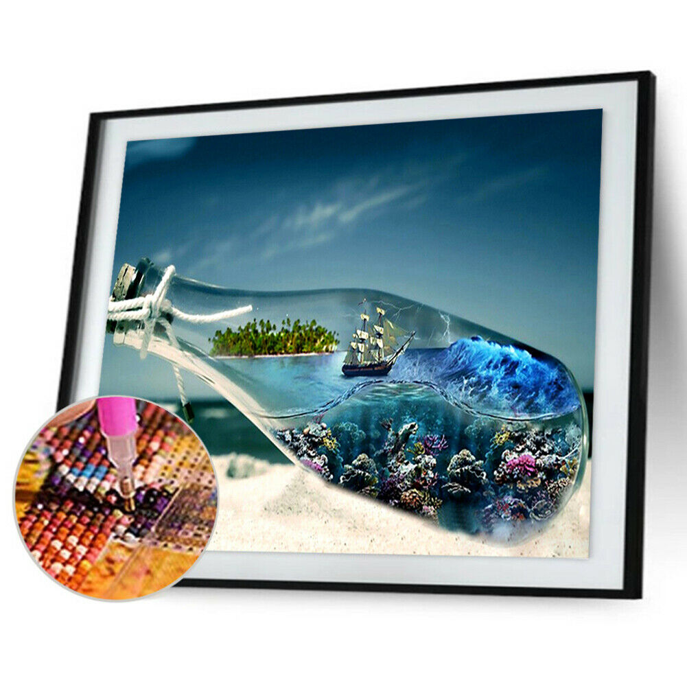 Sea Bottle DIY Full Drill Round Diamond Painting Embroidery Cross Stitch  @
