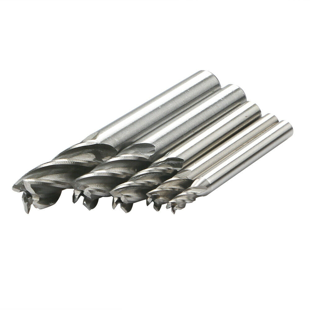 5pc/Set HSS CNC Straight Shank 4Flute End Mill Router Drill Bit Cutter Tool