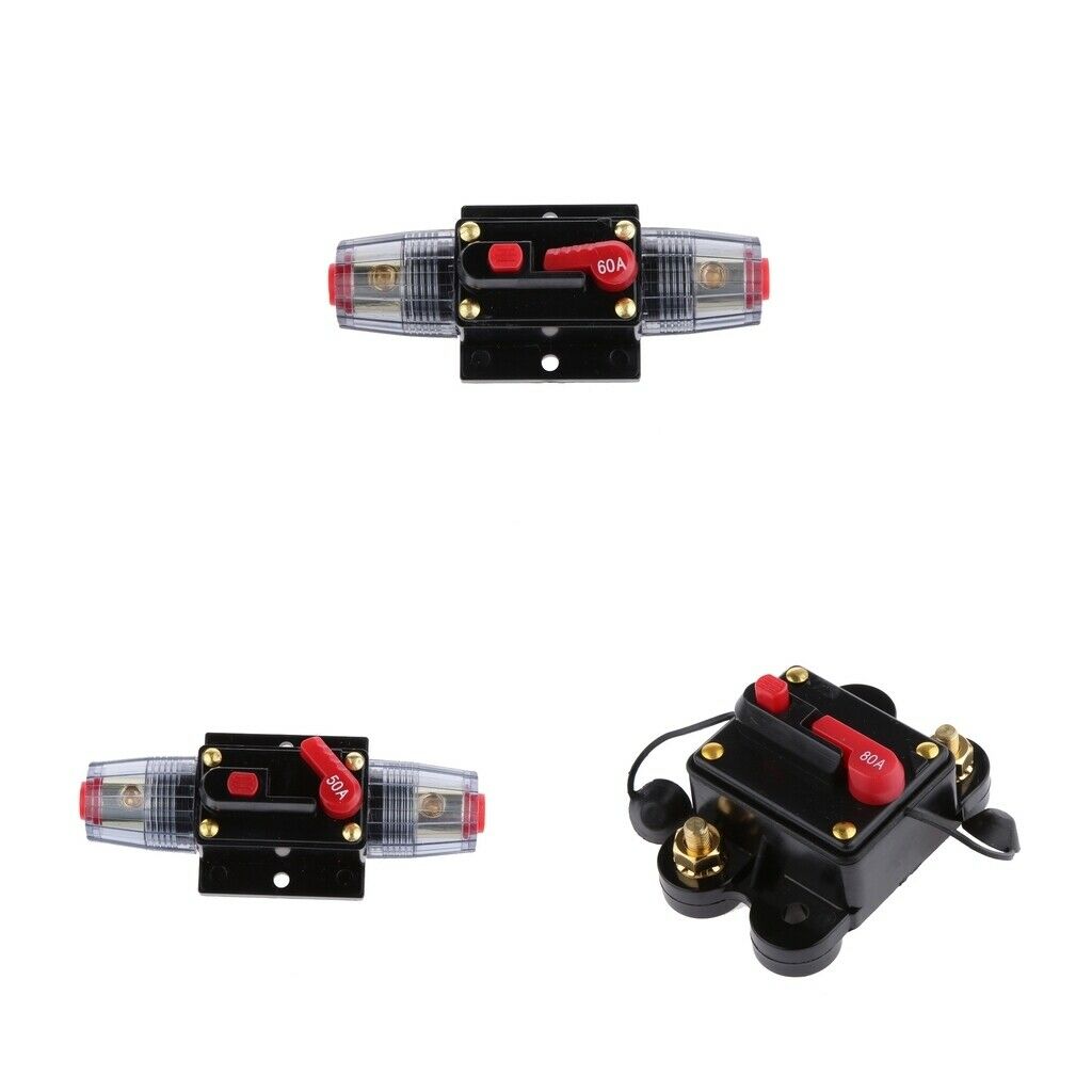 Manual Reset Circuit Breaker 12v/24v Car Boat Audio Fuse Holder 50A 60A 80A