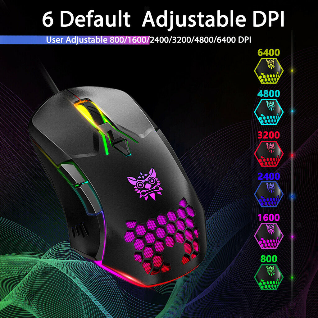 7 Color Backlit Wired Optical USB Gaming Mouse For PC Laptop Computer
