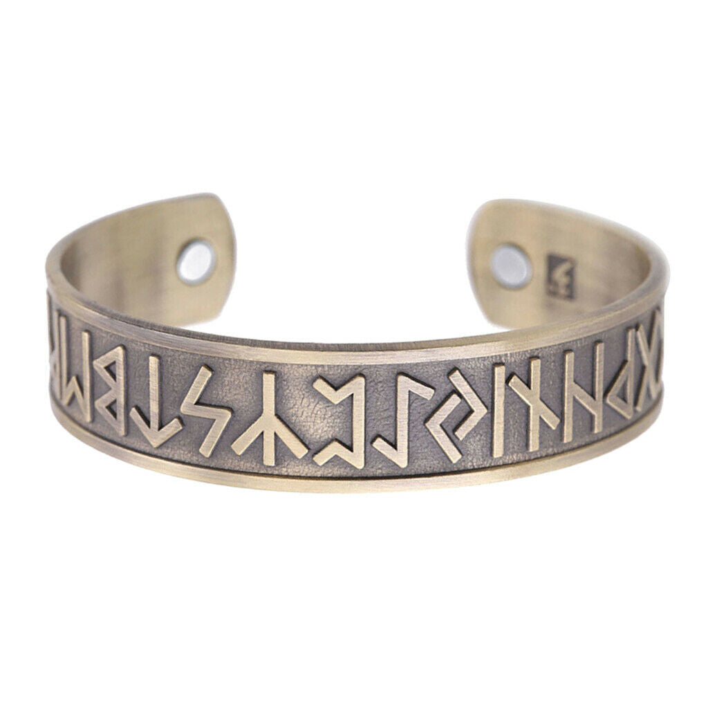2pcs Alloy Nordic Viking Scandinavian 24 Runes Bangle Amulet for Men Women