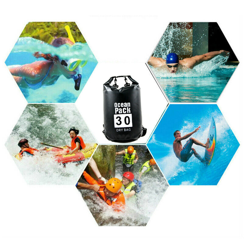 30L PVC Waterproof Dry Bag Boating Camping Rafting Sack Motorcycle Shoulder Bag