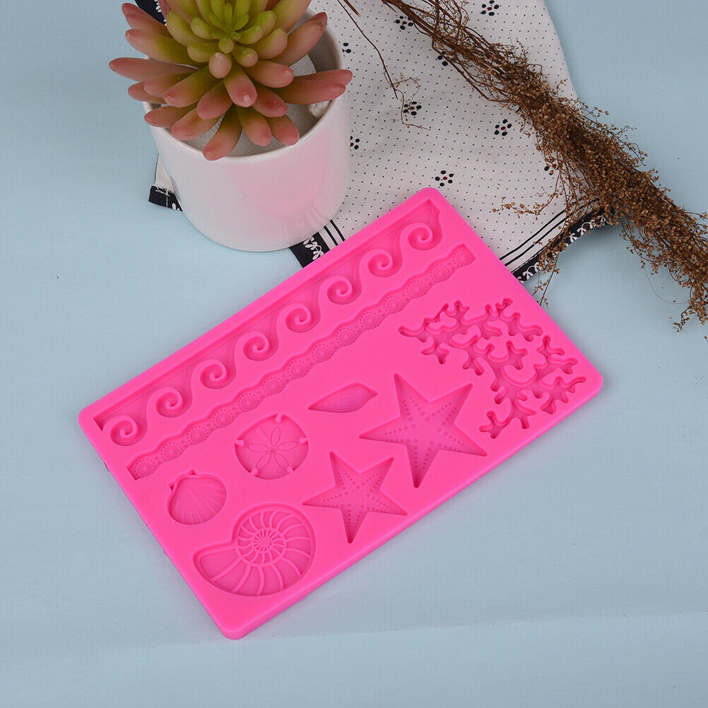 Sealife Shape Fondant Mold Silicone Shell Conch Wave Cake Mold DIY Paste Dec TL