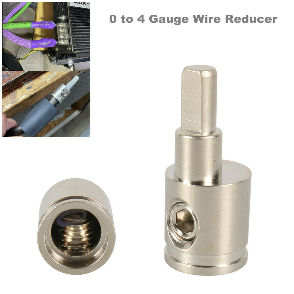 2PCS Input Wire Reducer Adapter Terminal 0 to 4 Gauge GA AWG Brass Nickel Set