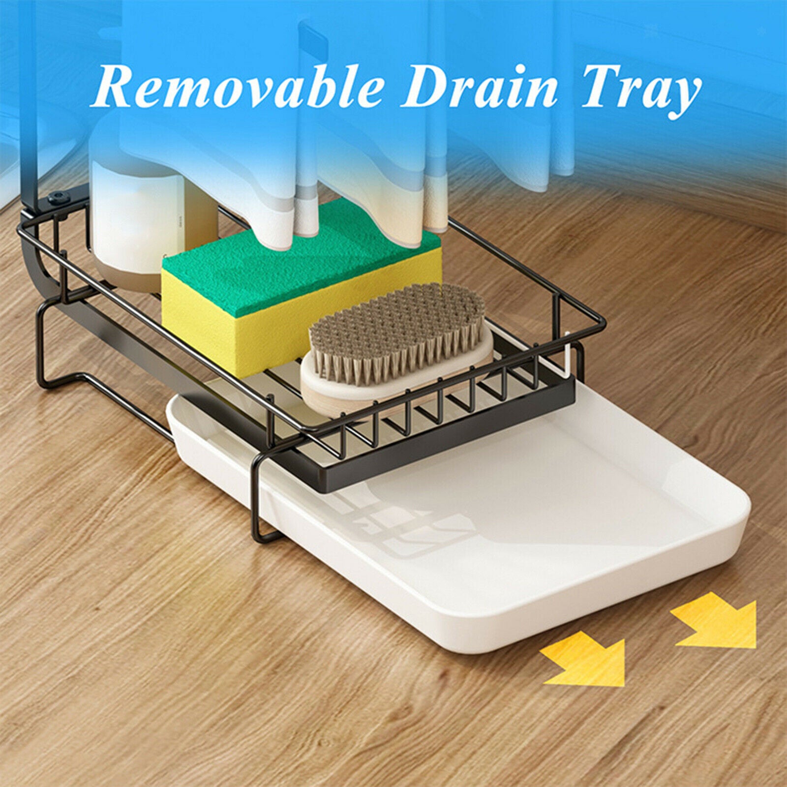 Stainless Steel Drying Rack Kitchen Storage Dishcloth Rack with Drain Pan