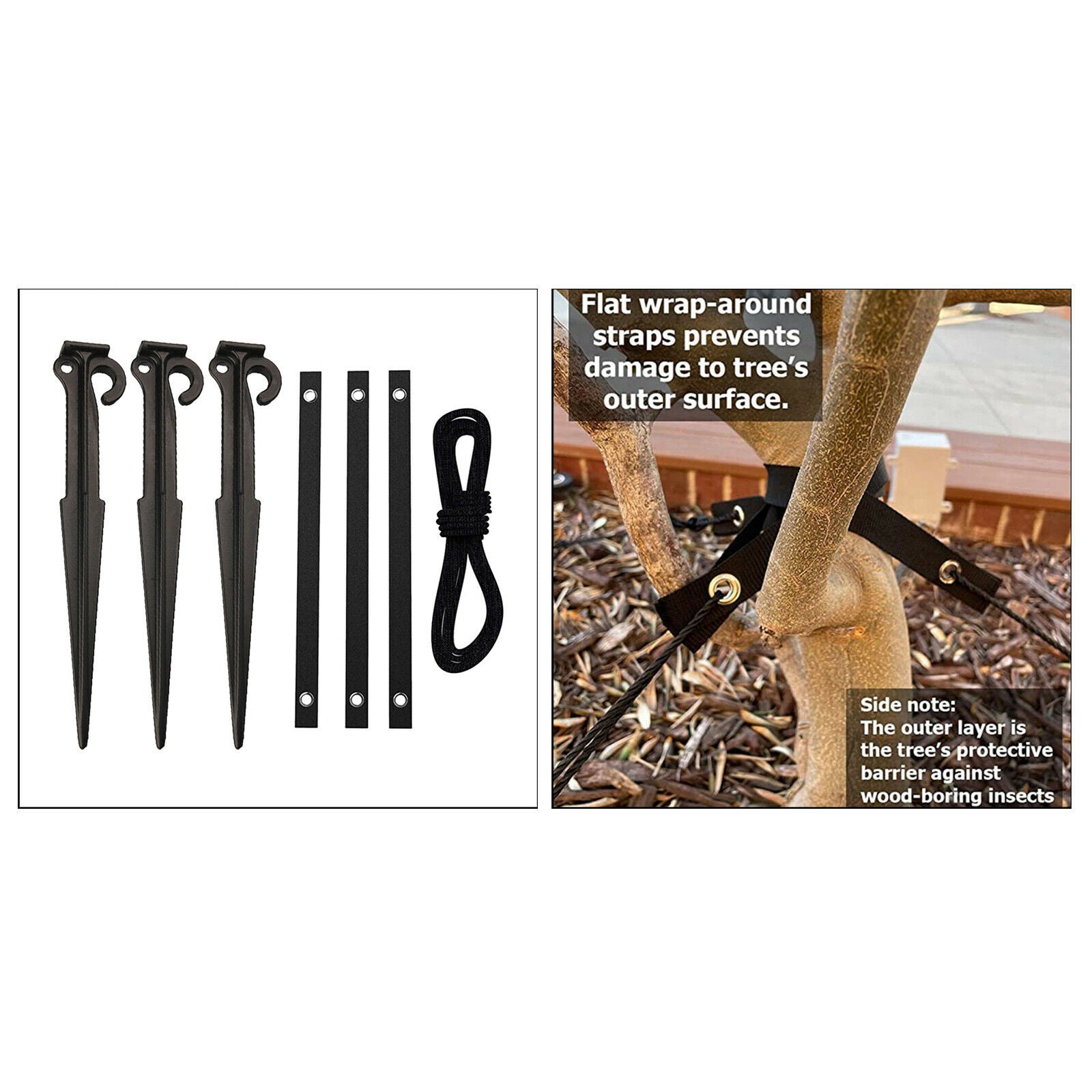 7.8 Inch Garden Stakes Anchors with 3 Tree Strap for Plant Support Fixation