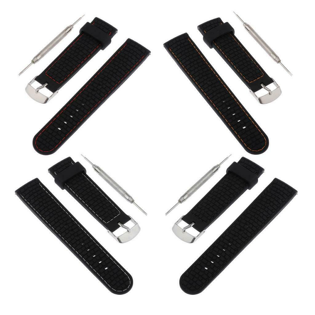 Waterproof Silicone Watch Strap with Stainless Steel Pin Buckle Red Line