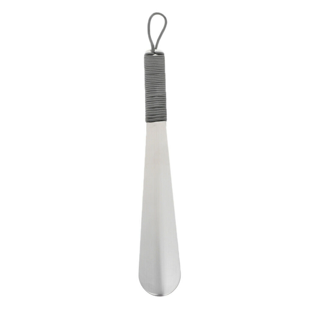 Stainless Steel Shoehorn with Paracord Long Handled Shoehorn Unisex Gray