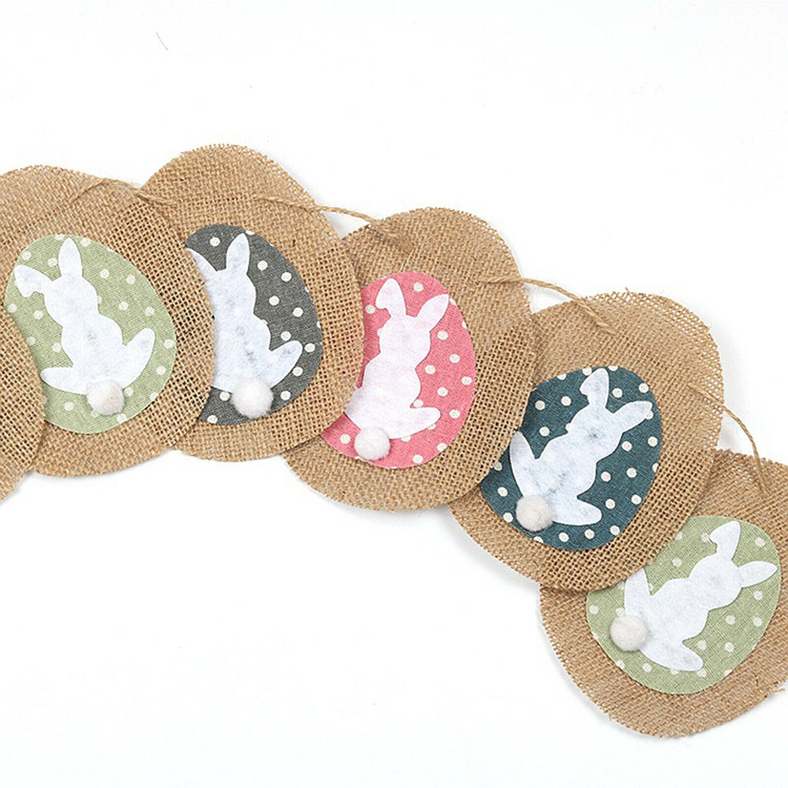 Easter Bunny Flag Hemp Rope Friendly Outdoor Bunting Banner Party DIY Decoration