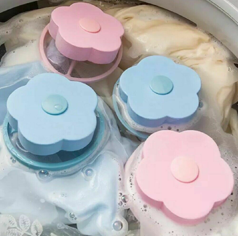2Washing Machine Flower Shape Floating Pet Fur Catcher Laundry Hair Lint Remover