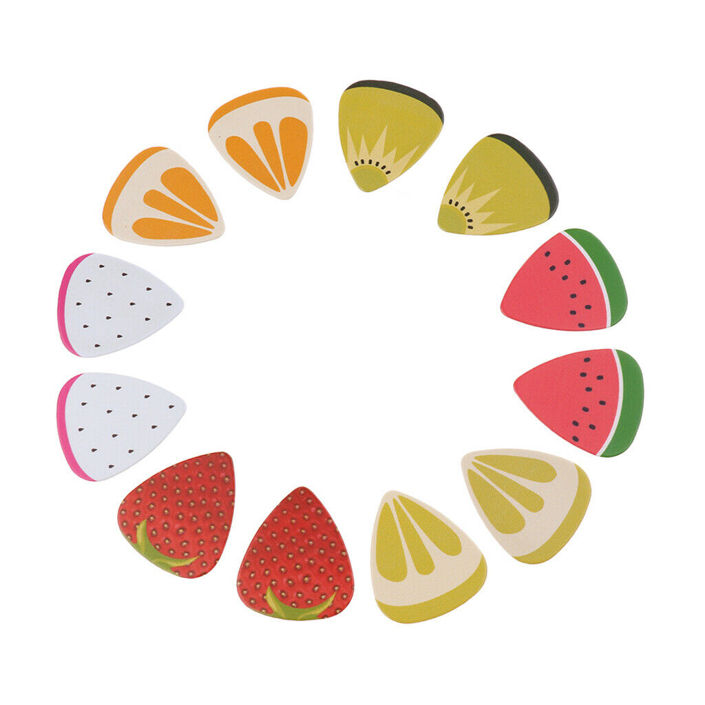 12Pcs Celluloid Fruit Guitar Plectrum Picks for Ukulele Uke Guitar Accs