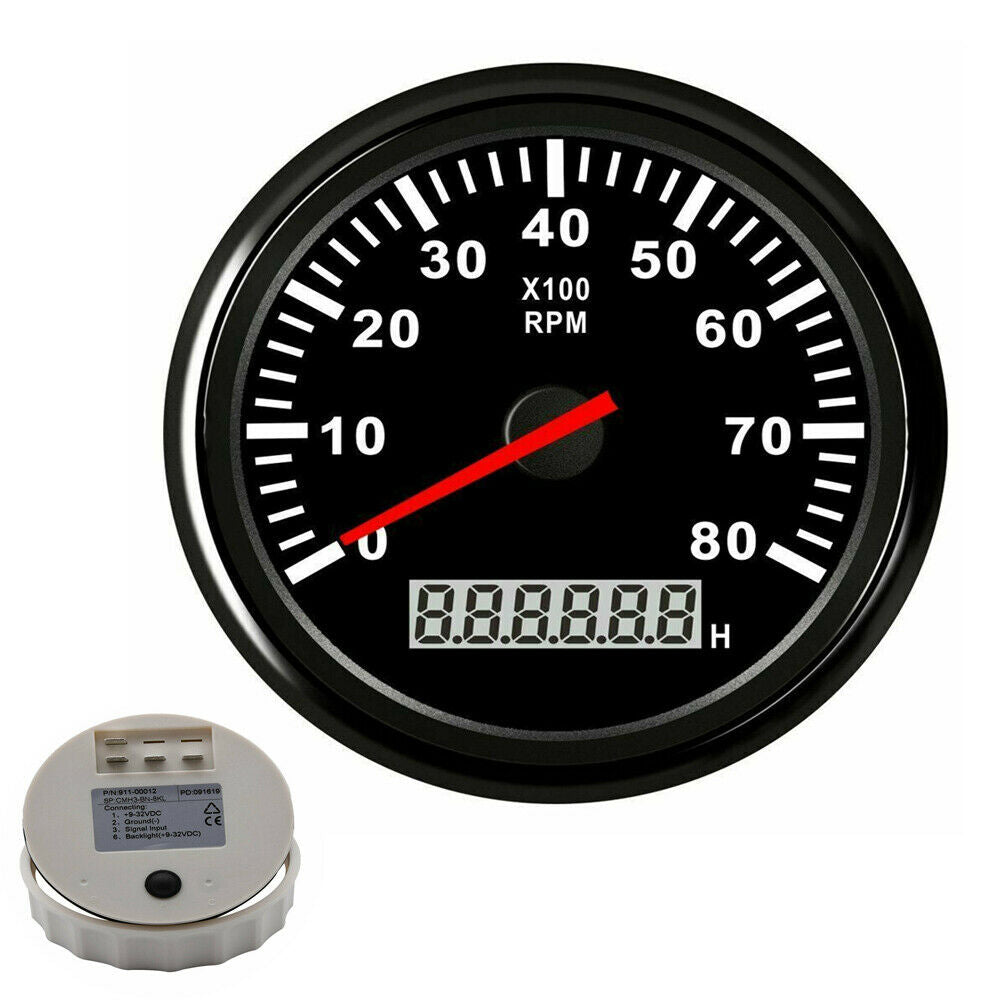 33/8'' Red LCD Digital Engine 0-8000 RPM Tacho Tachometer For Boat Car SUV Truck