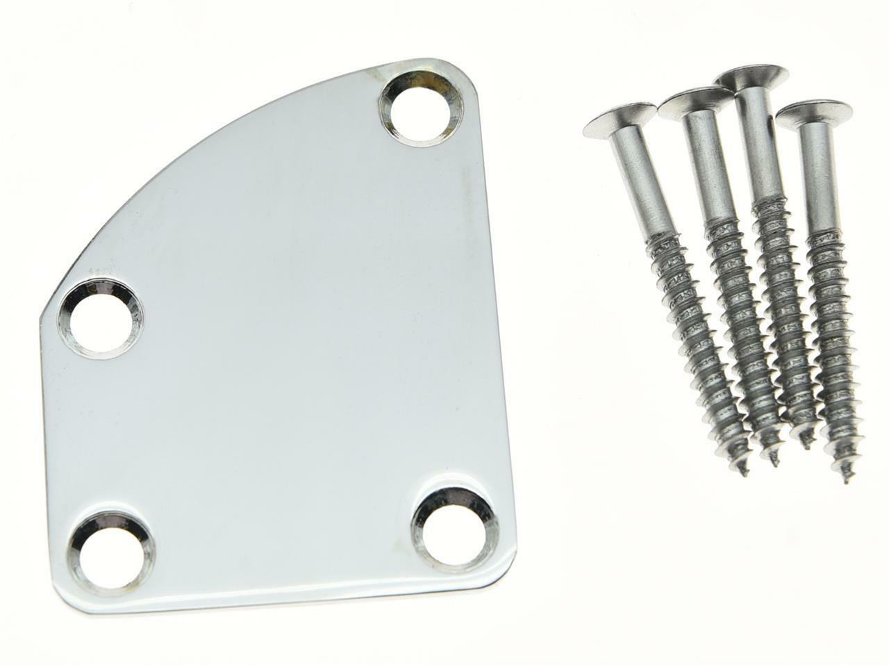 Chrome Electric Guitar Neck Plate Metal Neckplate Fits Fender Deluxe Strat Tele