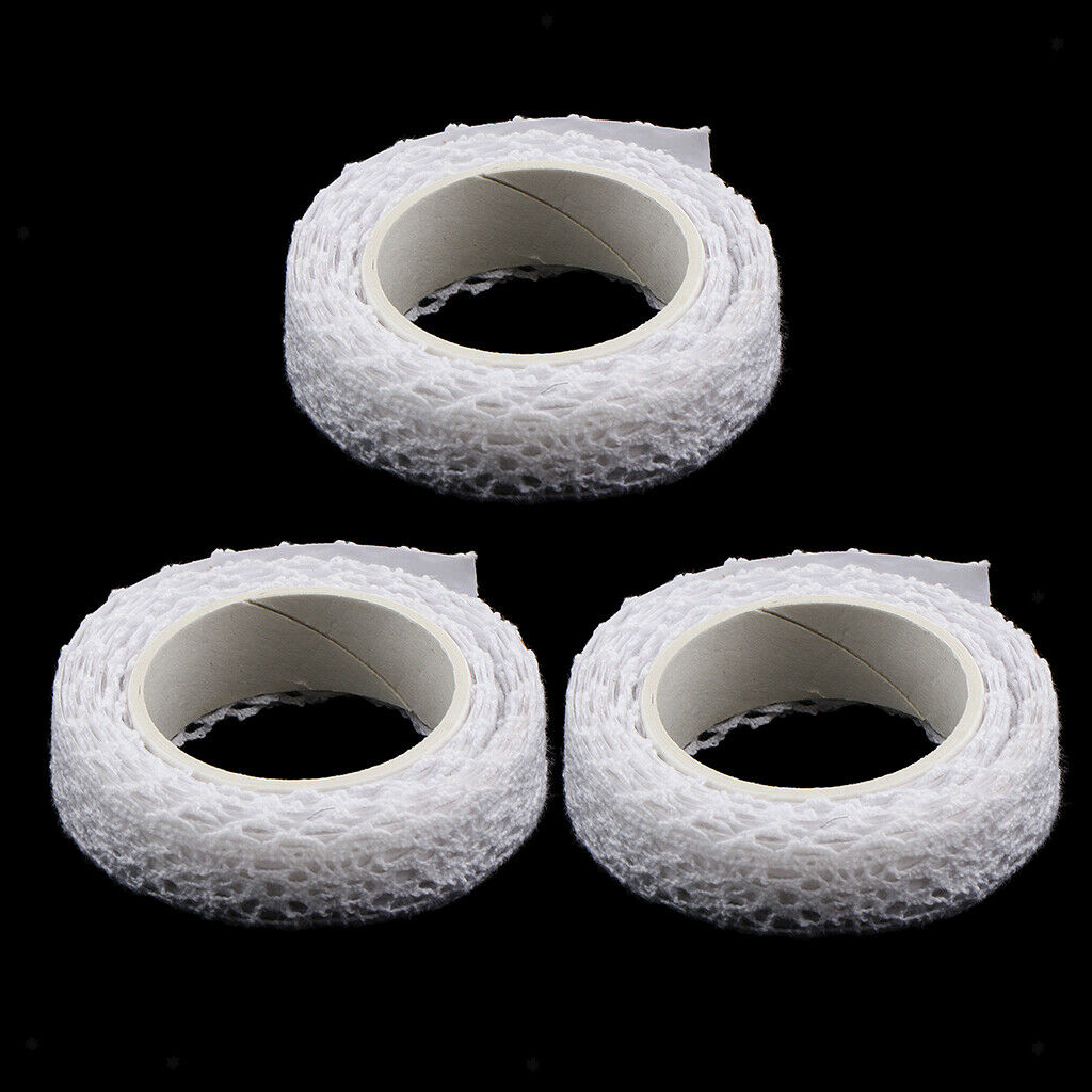 3x 2m Self Adhesive Cotton Lace Decorative Sticky Ribbon Craft Masking Tape