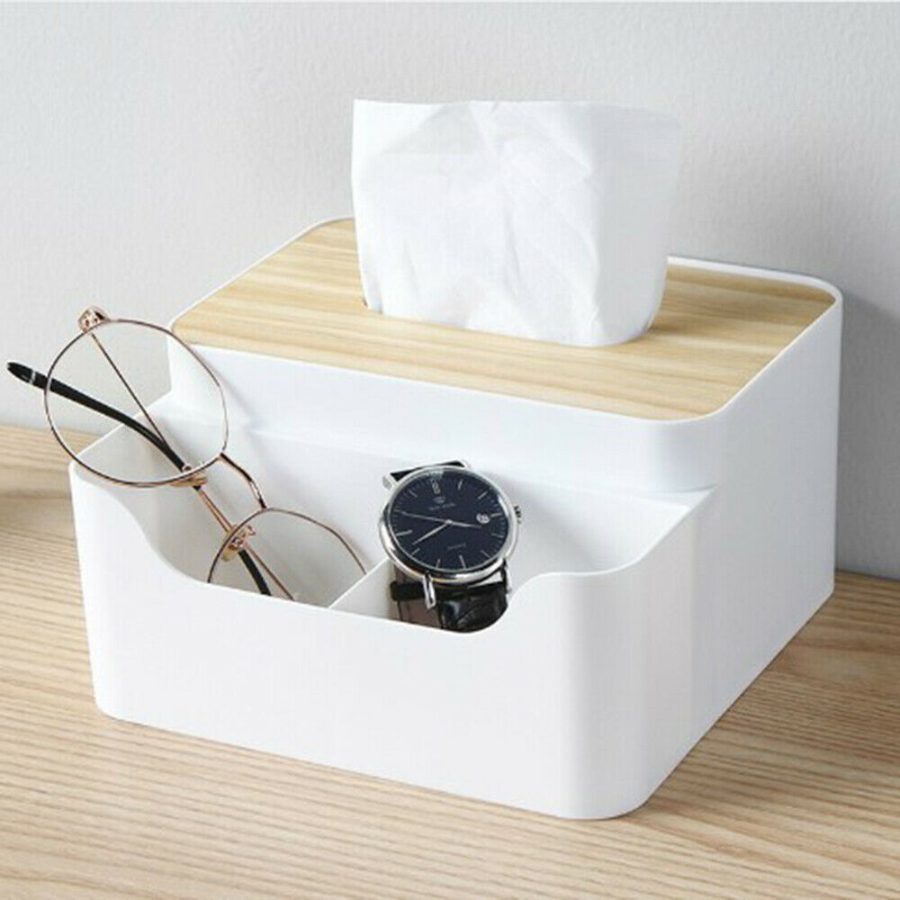 Living Room Desktop Tea Table Wood Tissue Paper Box Remote Control Storage Box