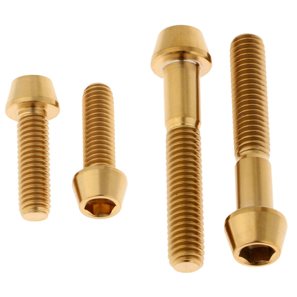4pcs Titanium M6 Screws Bolts Bike Bicycle Head Hex M6X20mm/40mm Upgrade