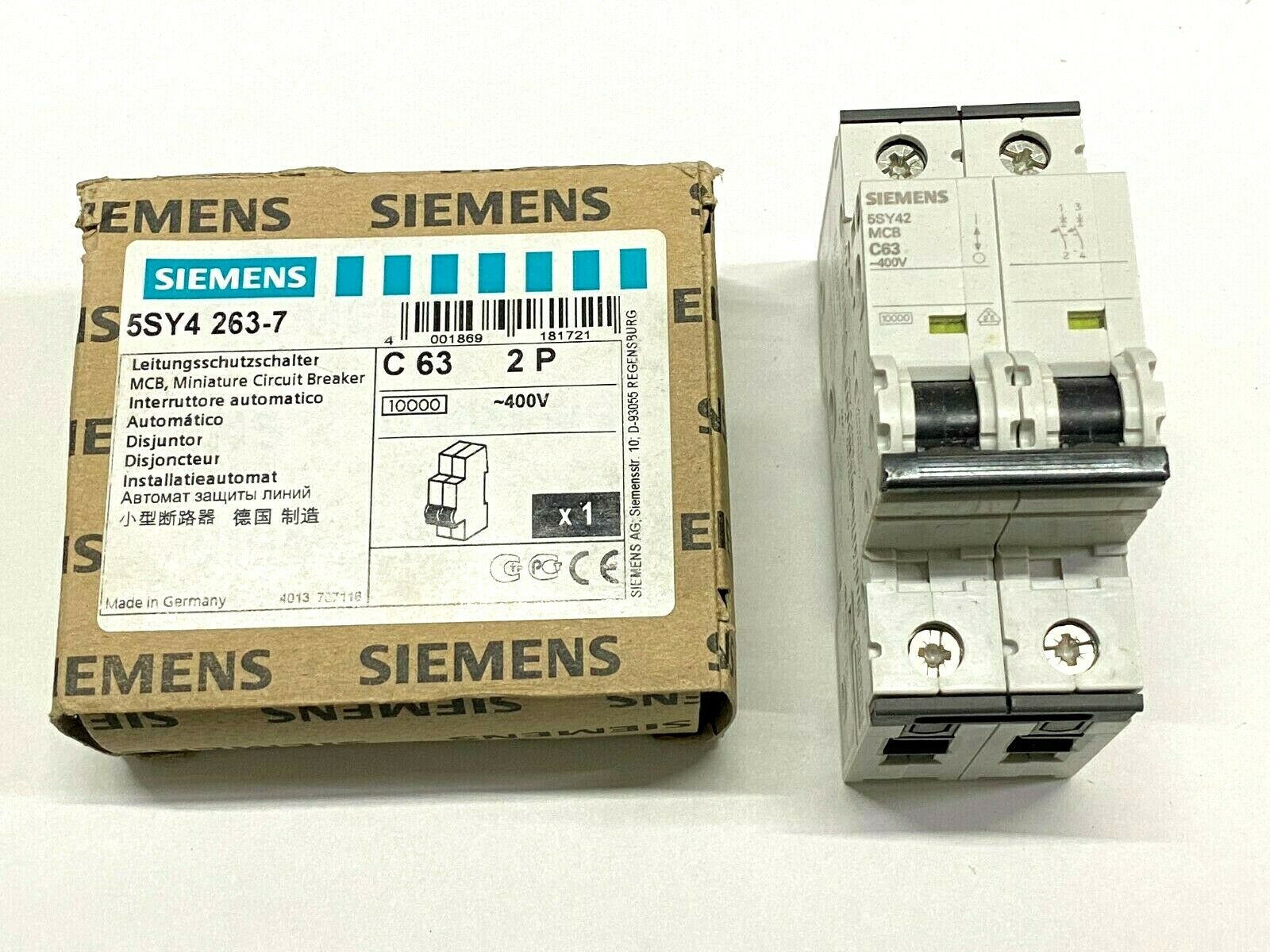 1pcs - SIEMENS 5SY4263-7 5SY42-MCB-C63 63A 2P Circuit Breaker