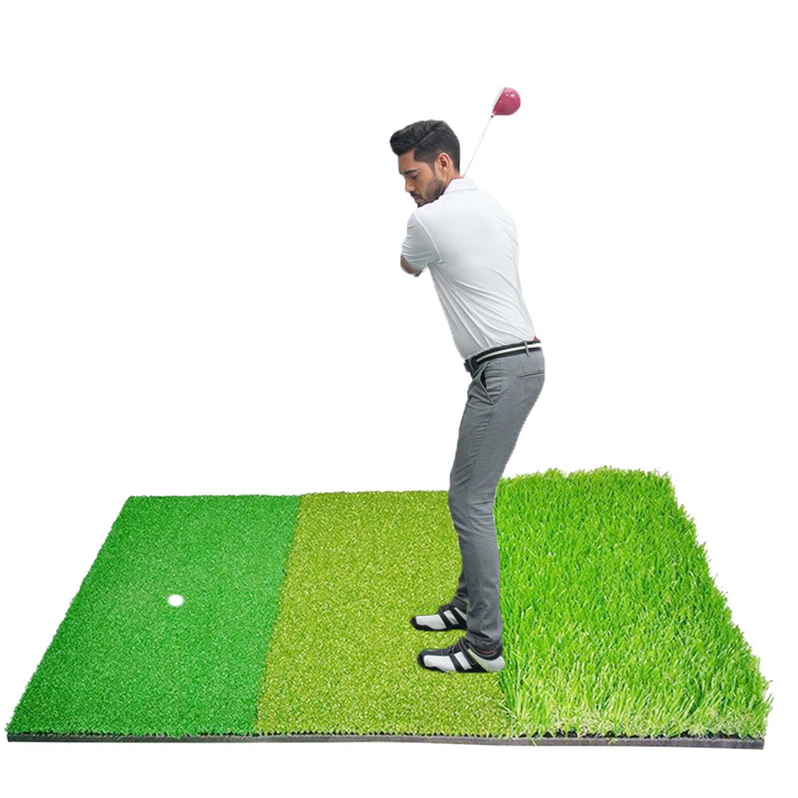 3-in-1 Golf Practice Mat Anti-slip Lawn Chipping Putting Hitting Pad
