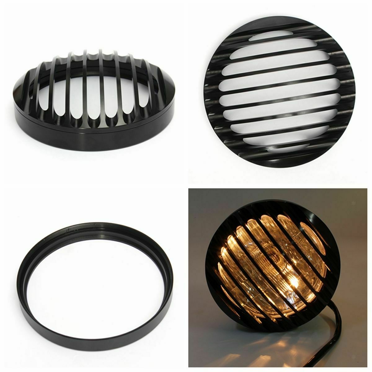6 Inch Motorcycle Black Round CNC Aluminum