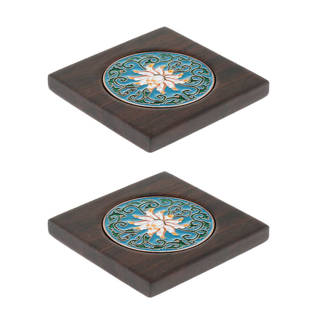 2 Pieces Wood Coaster Saucer Wood Drinks Coffee Cup Mat Pad Tea Cup Placemat