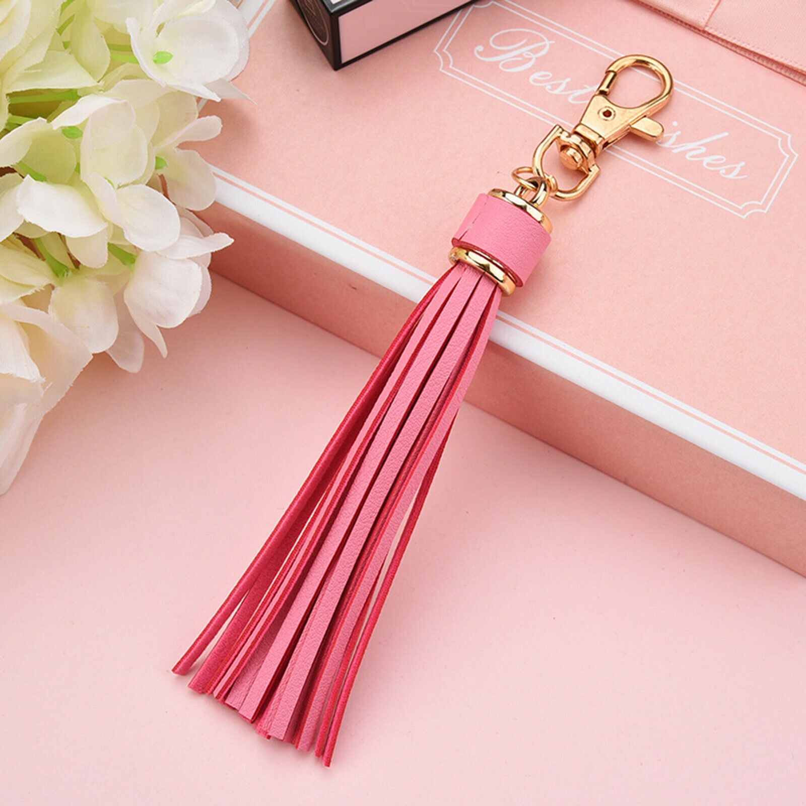 Bag Pendant Key Chain with Tassel Cute PU Leather Handbag for Handbag
