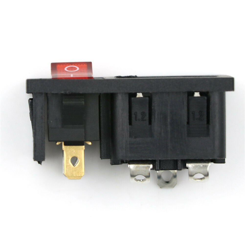 Power Socket Connector On/Off SPST Red Rocker Switch AC 250V 10A .l8