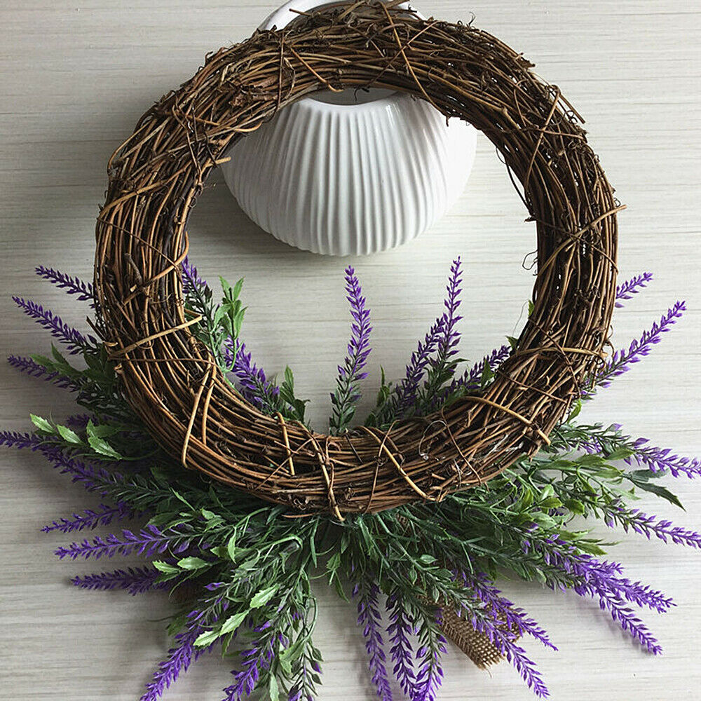 Artificial Garland Lavender Rattan Wreath Wedding Home Wall Party Door Decor DIY