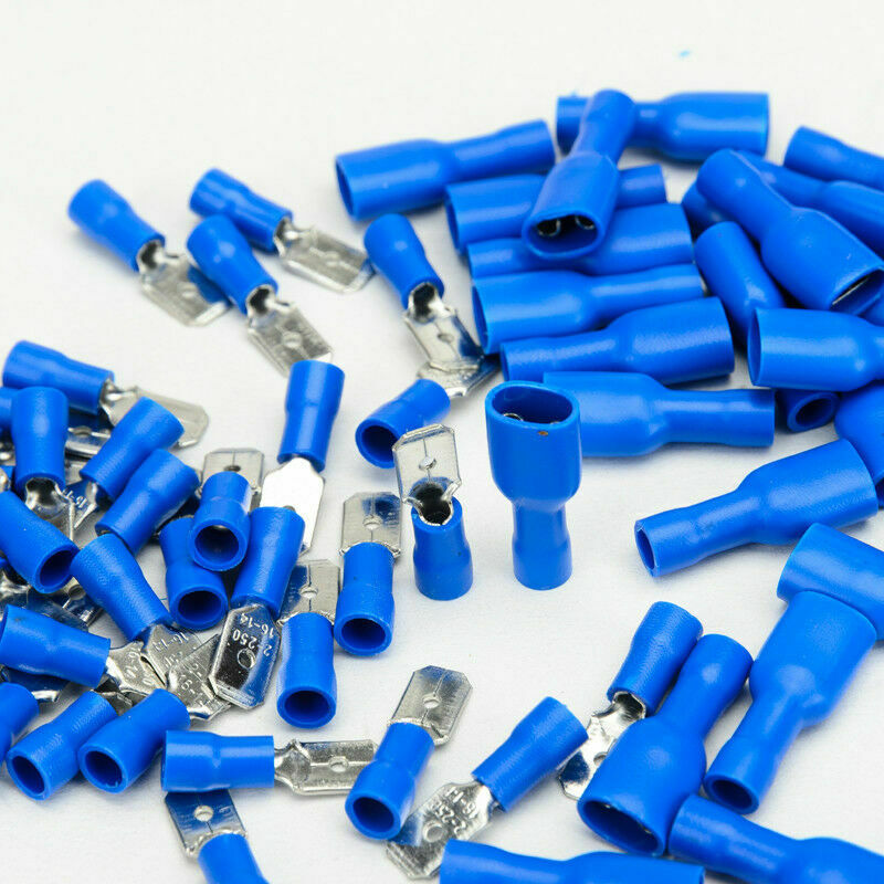 100Pcs Male & Female Insulated Spade Wire Crimp Terminal Cable Connector Kit