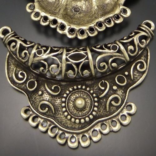 3 pcs Antiqued Bronze Floral Collar Charm Alloy For Pendant Jewelry DIY 63x44mm