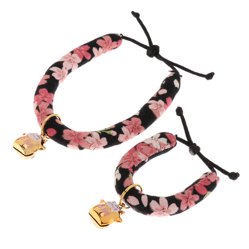 Japanese-style Adjustable Safety Collars with Bell for Pet Cat Kitten #1 XS