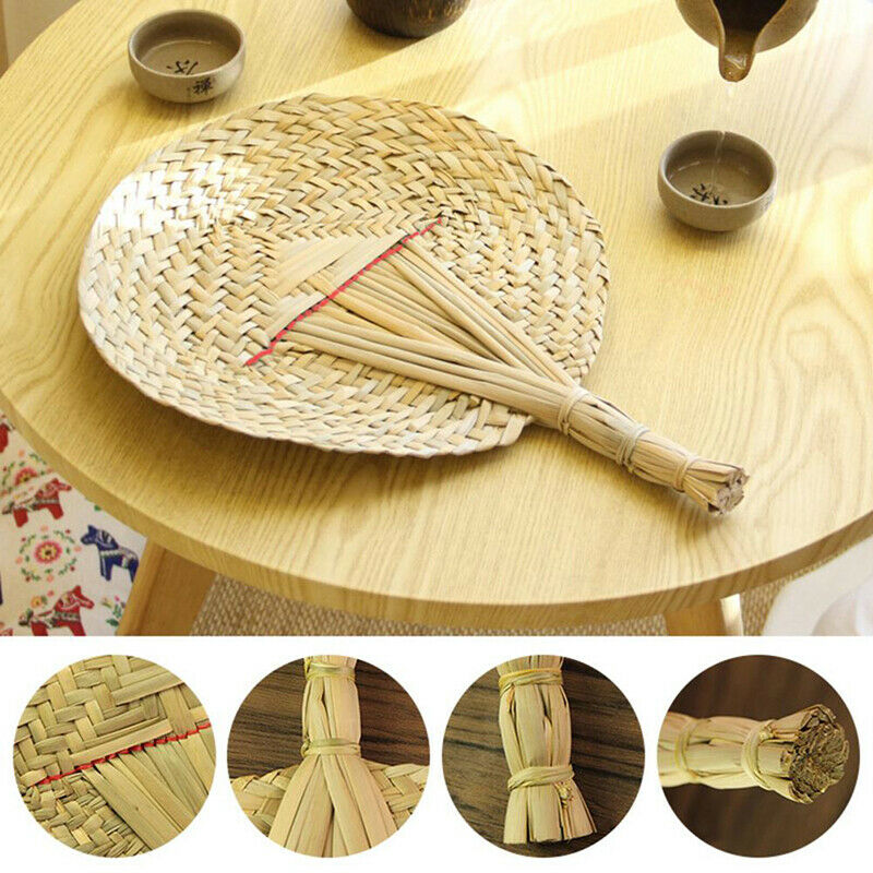 Hand-Woven Fan Cattail Leaf Braided Fan Chinese Style Handmade Straw F.l8
