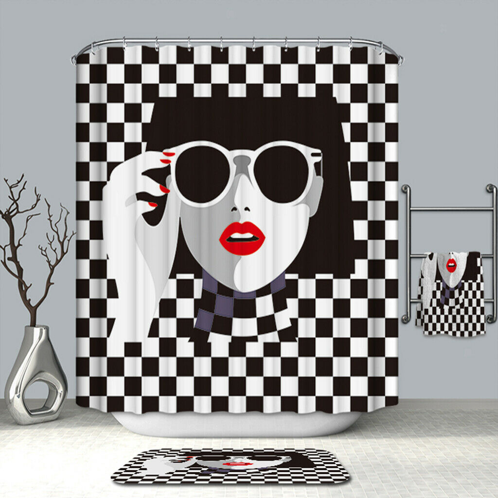 Home Decoration Polyester Square Bathroom Shower Curtain 180x180 cm Sunglasses