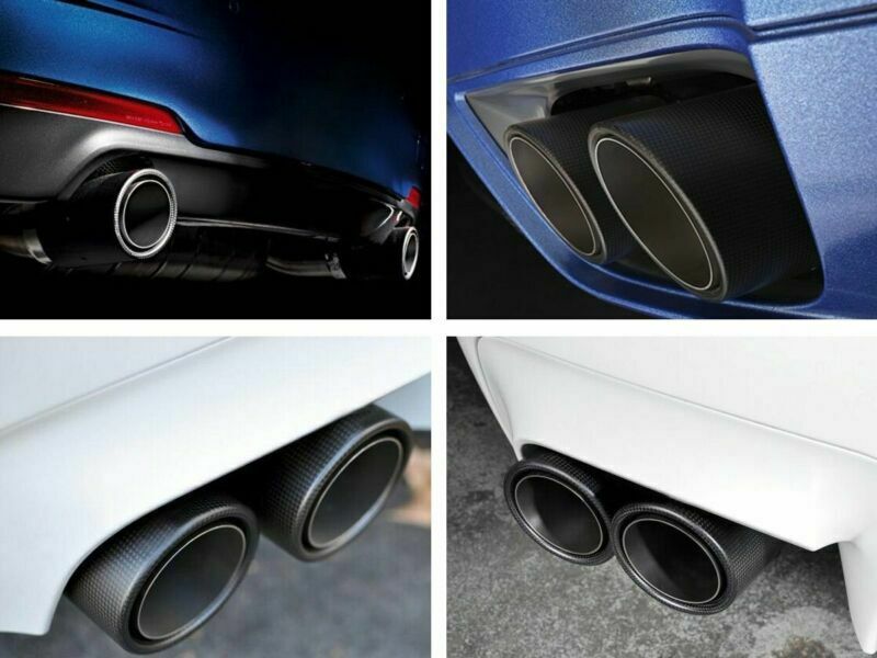 1x Universal Real Carbon Fiber Car Exhaust Tip Pipe 63mm In 89mm Out Muffler Tip
