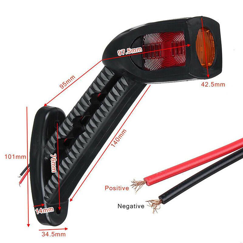 2xLED Side Outline Stalk Marker Lights Lamp For Trailer Truck Carvan Lamp 12BDD