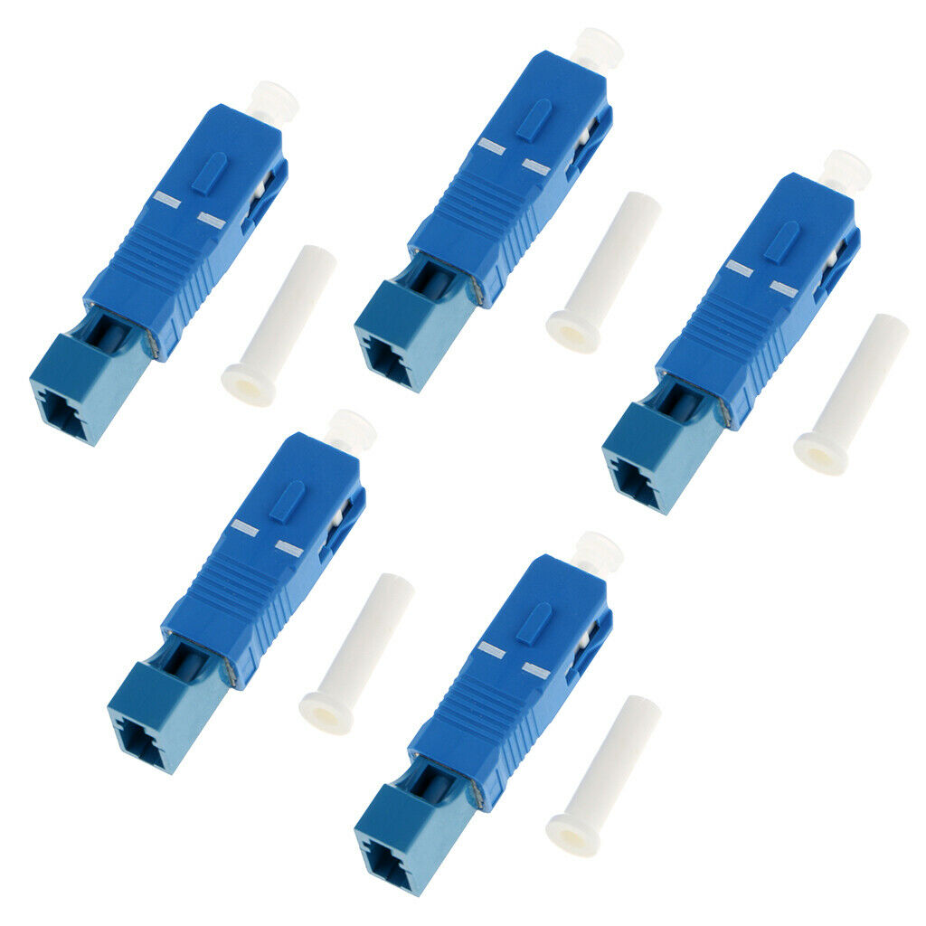 5 Pieces Single Mode SC to LC SC Male-LC Female Adapter Connector Blue