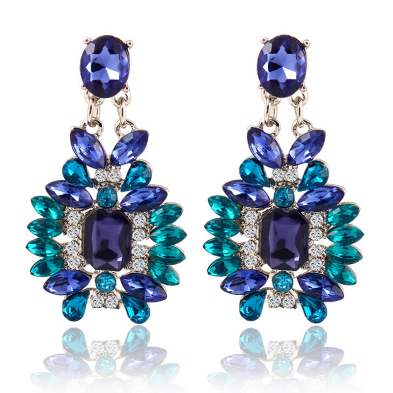 1Pair Luxury Women Crystal Rhinestone Big Dangle Drop Earrings Stud Jewelr.l8