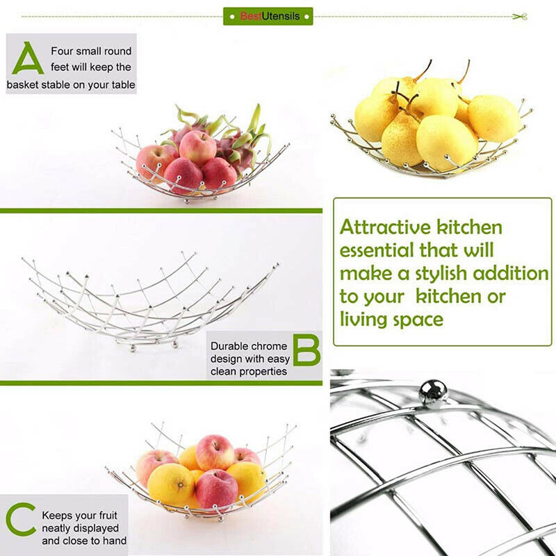 Metal Fruit Rack Bowl Holder Kitchen Dinning Table Deco Vegetable Storage Basket