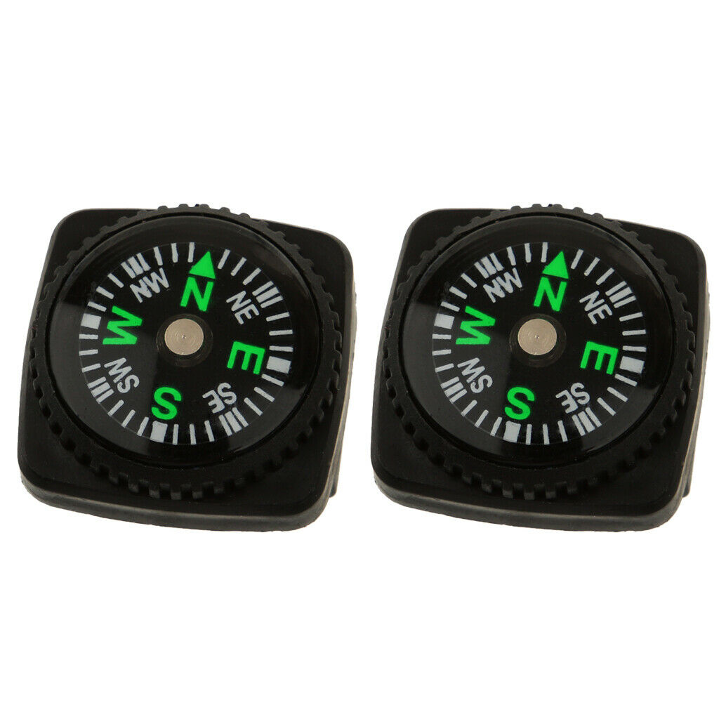 2x Black Mini Holster Watch Band Compass Paracord Bracelet Compass