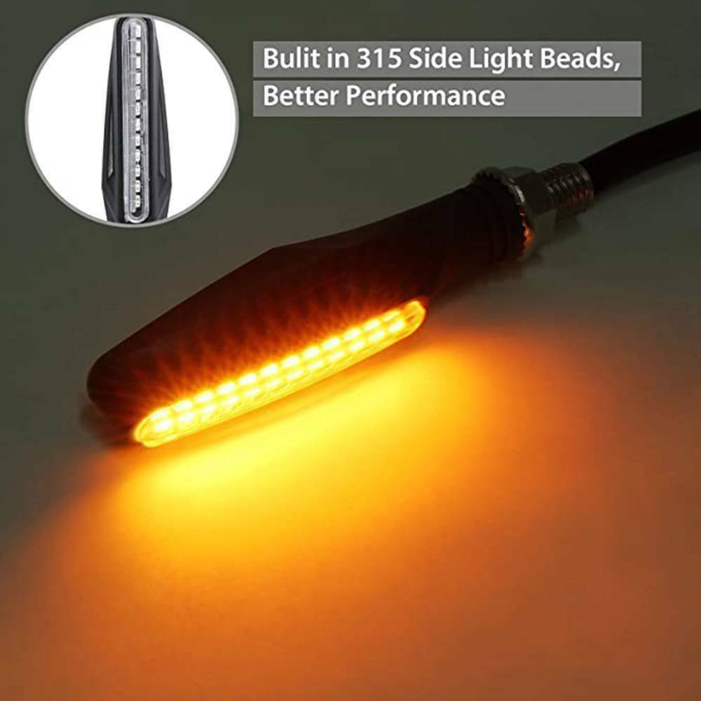 4PCS UNIVERSAL FLOWING MOTORCYCLE LED TURN SIGNAL INDICATOR BLINKER AMBER LIGHT