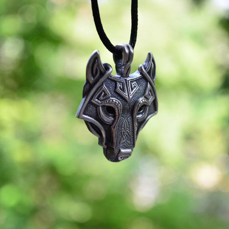 Fashion Mens Retro Stainless Steel Wolf Animal Head Pendant Necklace Chain HS