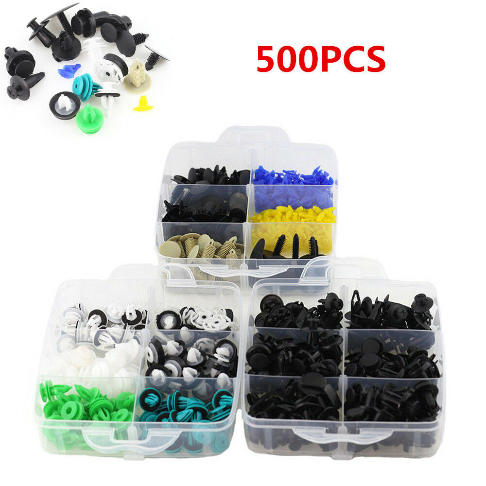 500PCS Mixed Car Fastener Clip Door Panel Trim Bumper Fender Push Rivet Plastic