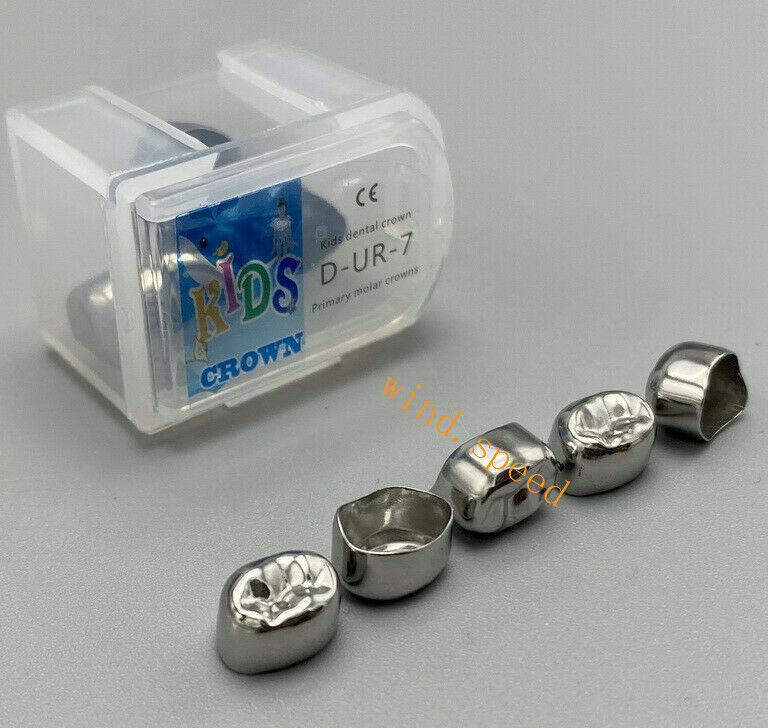 5Pcs Dental Kids Primary Molar Crowns UR-D7 Stainless Steel Preformed Pediatric