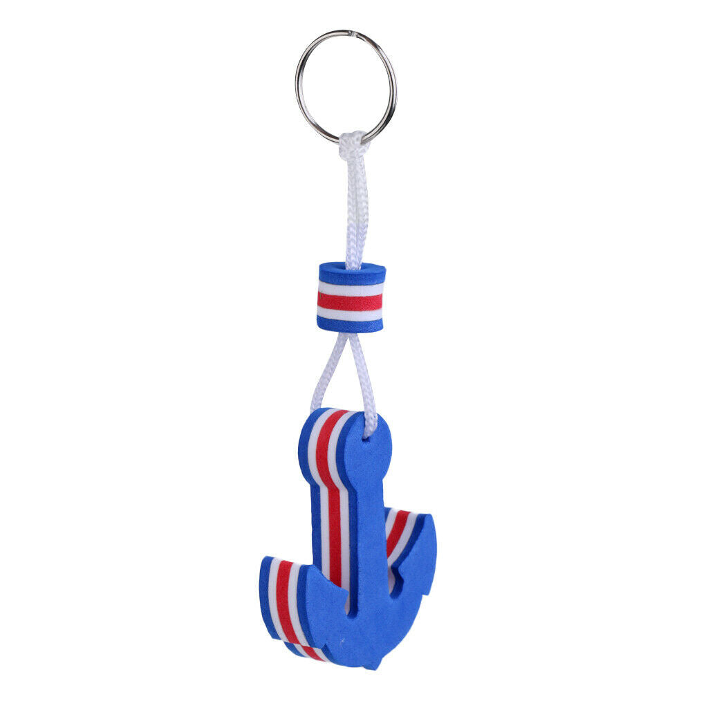 4X Floating Keychain Yachting Sailing Fishing Key Chain Ring Float Blue Anchor