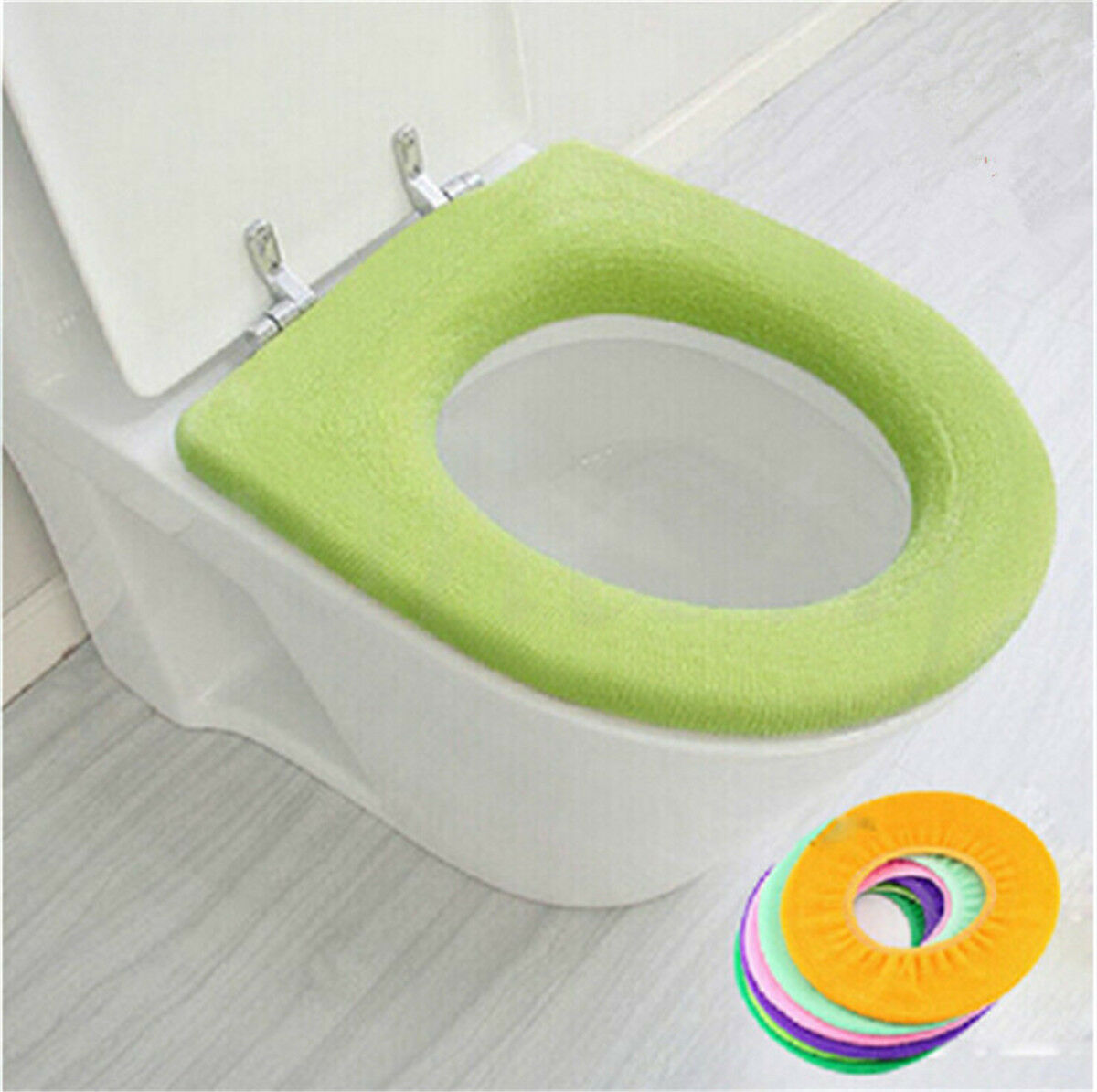 Toilet Seat Cover Bathroom Cloth Soft Case Lid Mat Pad Warmer Cover Washable