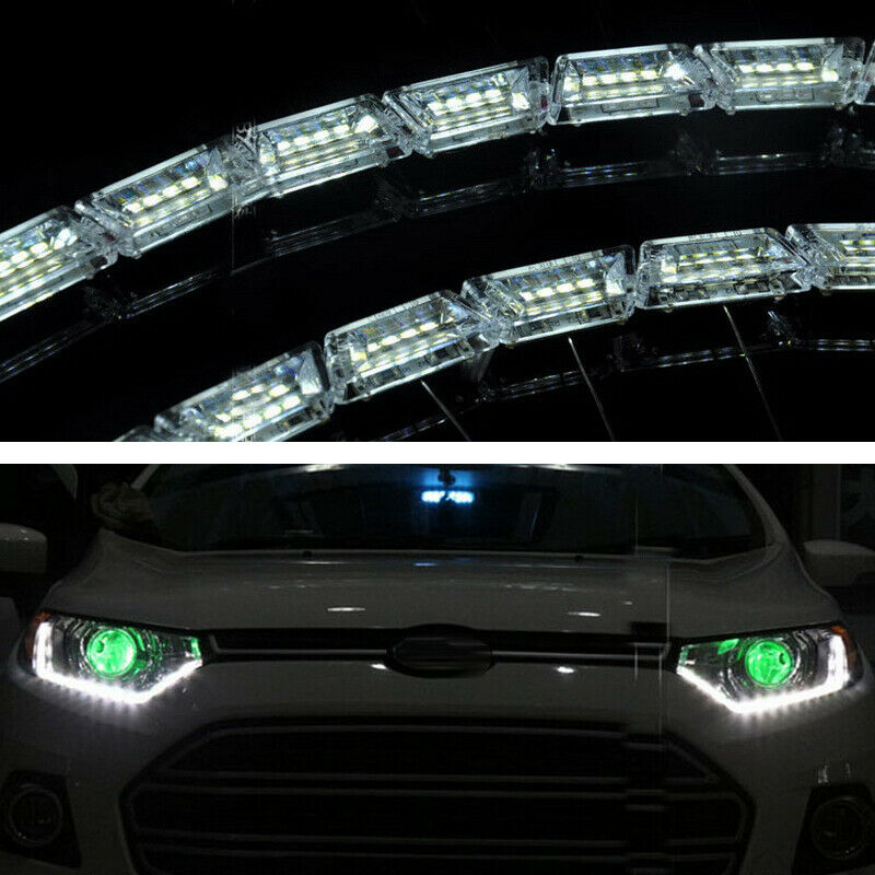 2PCS LED Headlight Daytime Running Flow Turn Signal 12V Two-way Angel Eyes Strip