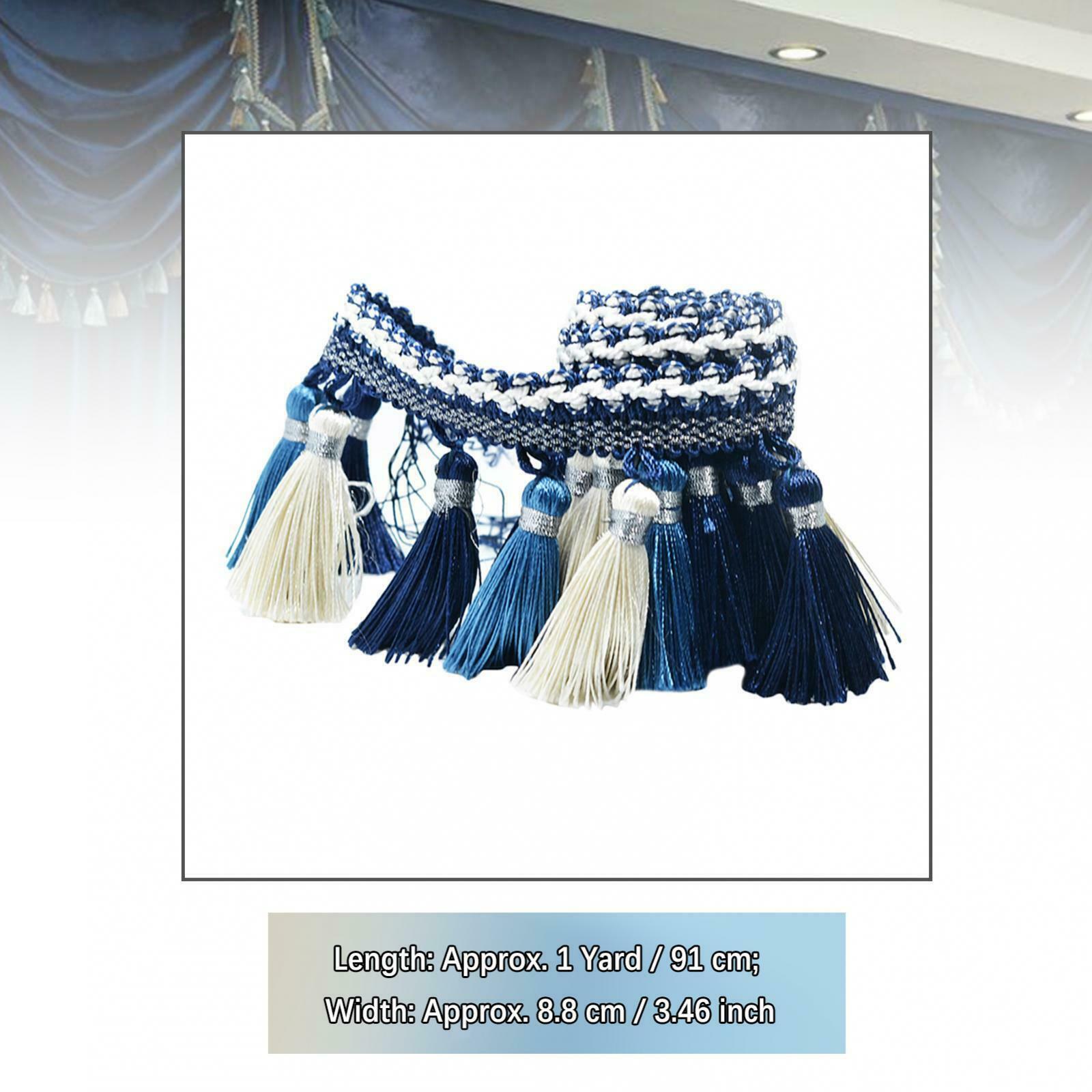 1Yard European Style Tassel Fringe Trim Embellishment for Sewing Craft Blue